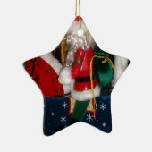 Weihnachten auf einem Pferd mit Schnee Kunst druck Keramikornament (Rechts)