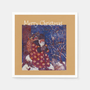 Weihnachten auf einem schneebedeckten Rundgang Serviette