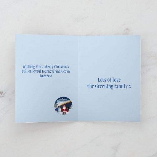 Weihnachten auf einer Kreuzfahrt Grüße Meer Taufe Dankeskarte (Innenseite)