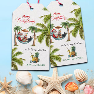 Weihnachten auf einer tropischen Insel mit Santa Geschenkanhänger