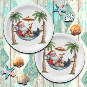 Weihnachten auf einer tropischen Insel mit Santa Pappteller