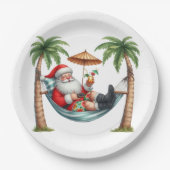 Weihnachten auf einer tropischen Insel mit Santa Pappteller (Vorderseite)