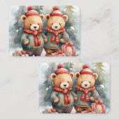 Weihnachten auf Holzrasen: Gemütliche Bären Mitteilungskarte (Vorne/Hinten)