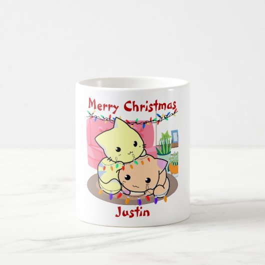 Weihnachten auf Matte, personalisierter Name Kaffeetasse (Mittel)