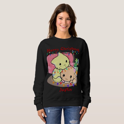 Weihnachten auf Matte, personalisierter Name Sweatshirt (Vorne ganz)