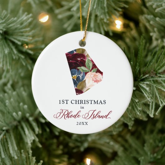 Weihnachten auf Rhode Island Personalisierter Staa Keramik Ornament (Baum)