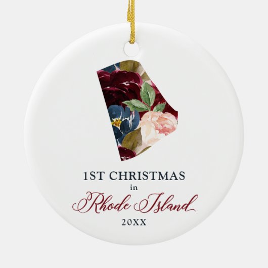 Weihnachten auf Rhode Island Personalisierter Staa Keramik Ornament (Hinten)