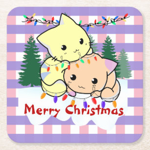 Weihnachten auf Schnee, personalisierter Name Rechteckiger Pappuntersetzer