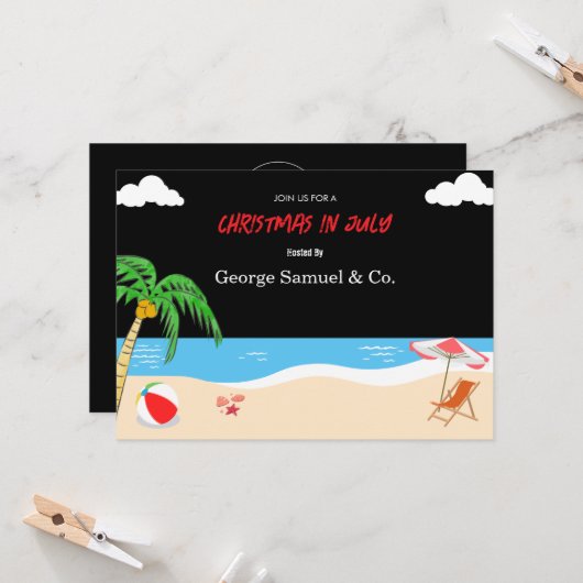 Weihnachten auf Seeseite im Juli Individuelle Name Einladung (Vorderseite/Rückseite Beispiel)