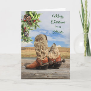 Weihnachten aus Alberta Western Boot Feiertagskart