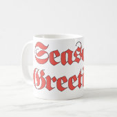 Weihnachten aus dem Jahrtausend, Grüße Text in Rot Kaffeetasse (Vorderseite Links)