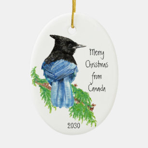 Weihnachten aus Kanada Stellar Jay Bird Keramik Ornament