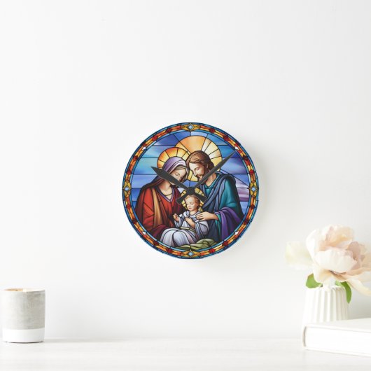 Weihnachten aus verkettetem Glas Runde Wanduhr (Zuhause)