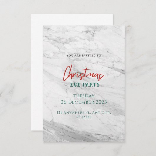 Weihnachten aus weißem Marmor Einladung (Vorne/Hinten)
