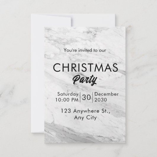 Weihnachten aus weißem Marmor Einladung (Vorderseite)