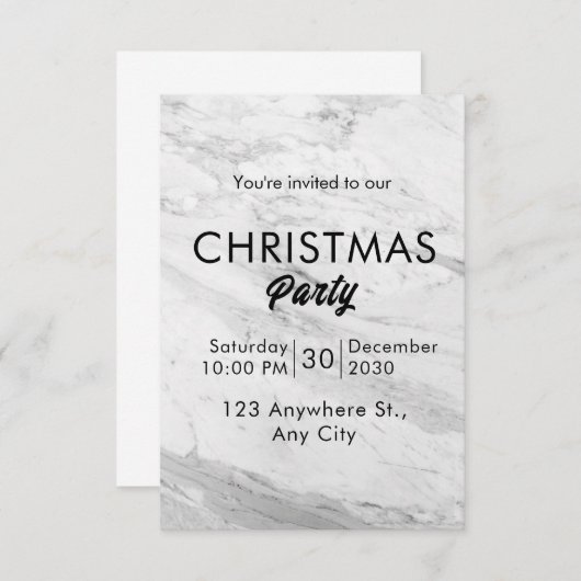 Weihnachten aus weißem Marmor Einladung (Vorne/Hinten)