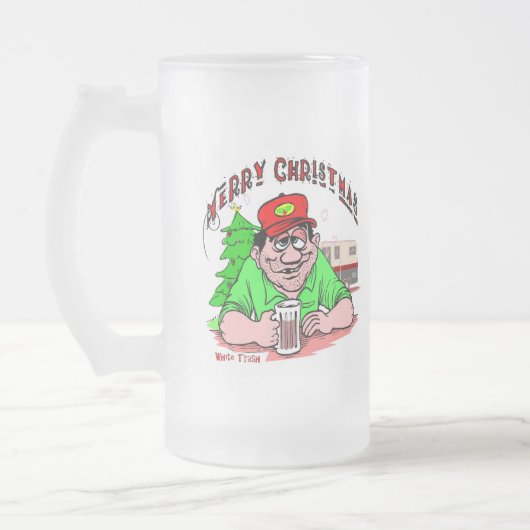 Weihnachten aus weißem Trash, Mattglas Bierglas (Links)