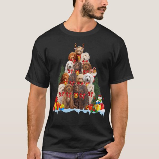 Weihnachten Australische Labradoodle Xmas Treegesc T-Shirt (Vorderseite)