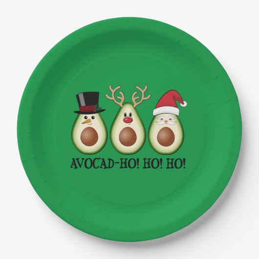 Weihnachten Avocado Frosty, Rudolph und Santa Pappteller (Vorderseite)