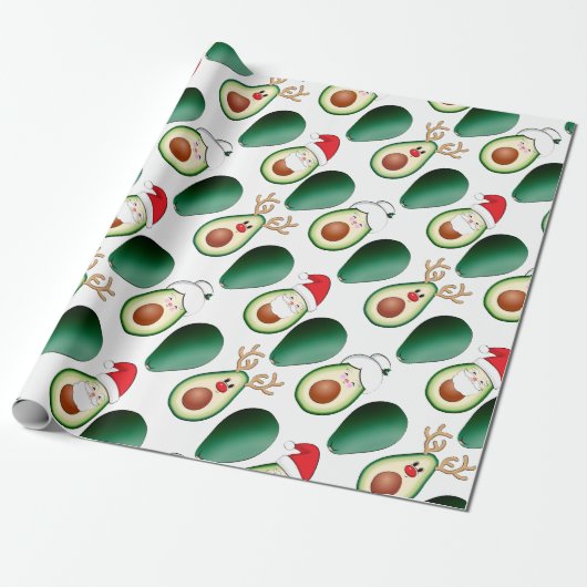 Weihnachten Avocado Santa, Rudolph und Mrs. Claus Geschenkpapier (Ungerollt)