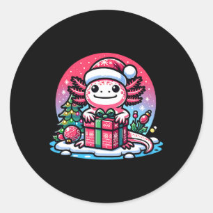 Weihnachten Axolotl Weihnachtsmannmütze Boy Girl K Runder Aufkleber