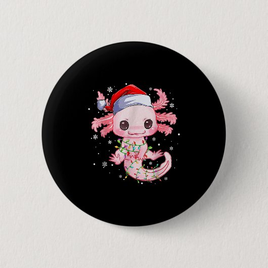 Weihnachten Axolotl Weihnachtsmannmütze Lights Jap Button (Vorderseite)