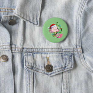 Weihnachten Axolotl Weihnachtsmannmütze Lights Jap Button