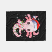 Weihnachten Axolotl Weihnachtsmannmütze Lights Jap Fleecedecke (Vorderseite (Horizontal))