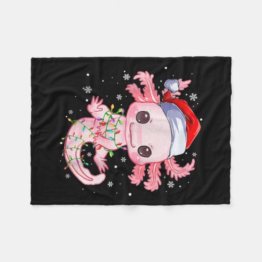 Weihnachten Axolotl Weihnachtsmannmütze Lights Jap Fleecedecke (Vorderseite (Horizontal))