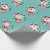 Weihnachten Axolotl Weihnachtsmannmütze Lights Jap Geschenkpapier (Ecke)