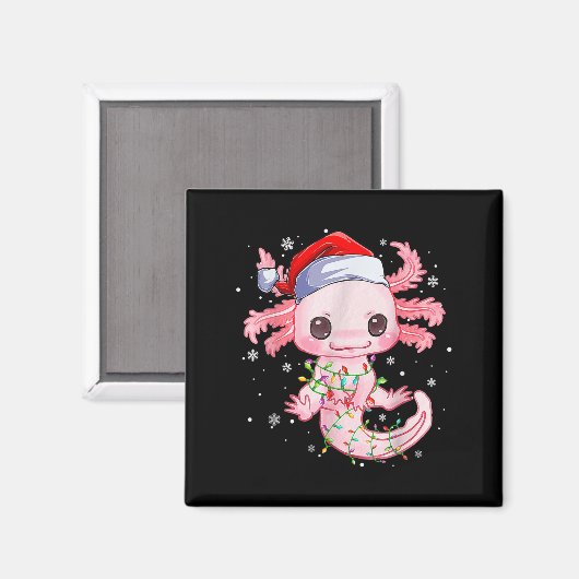 Weihnachten Axolotl Weihnachtsmannmütze Lights Jap Magnet (Vorderseite/Rückseite)