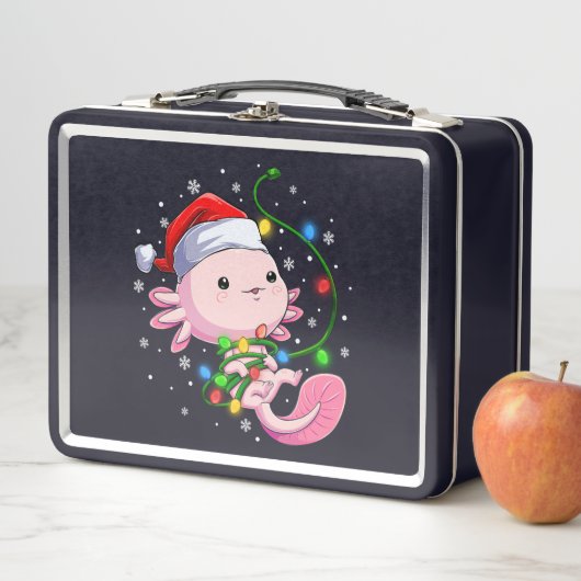 Weihnachten Axolotl Weihnachtsmannmütze Lights Jap Metall Brotdose (Beispiel)