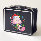 Weihnachten Axolotl Weihnachtsmannmütze Lights Jap Metall Brotdose (Vorderseite)