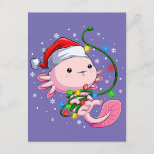 Weihnachten Axolotl Weihnachtsmannmütze Lights Jap Postkarte