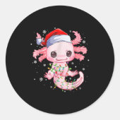 Weihnachten Axolotl Weihnachtsmannmütze Lights Jap Runder Aufkleber (Vorderseite)