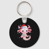 Weihnachten Axolotl Weihnachtsmannmütze Lights Jap Schlüsselanhänger (Vorderseite)