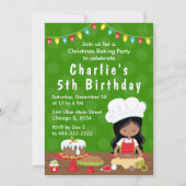 Weihnachten Backen Geburtstags Afrikanisches Mädch Einladung (Vorderseite)