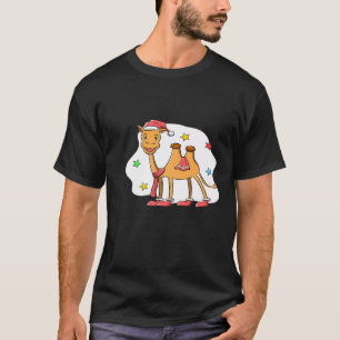 Weihnachten Bactrian Mongolische Kamel trägt Santa T-Shirt