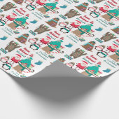 Weihnachten, Bären und Pinguine Personalisiert Geschenkpapier (Ecke)