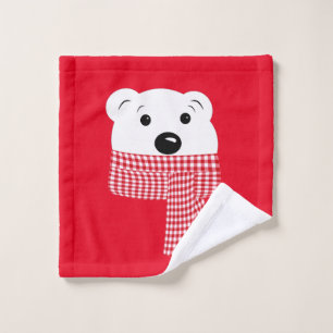 Weihnachten, Bärenmuzzle, Eisbär, rot, weiß, Waschlappen
