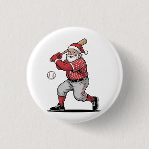 Weihnachten Baseball spielen Weihnachtsmann Sport Button