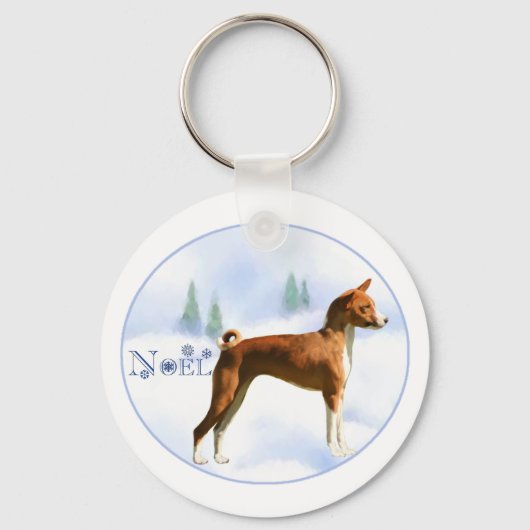 Weihnachten Basenji Schlüsselanhänger (Vorderseite)
