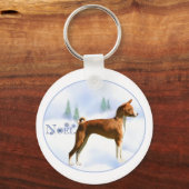 Weihnachten Basenji Schlüsselanhänger (Vorderseite)