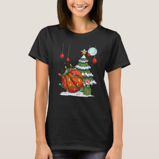 Weihnachten Basketball schmücken die Baumlichter d T-Shirt