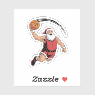 Weihnachten Basketball spielen Weihnachtsmann Spor Aufkleber