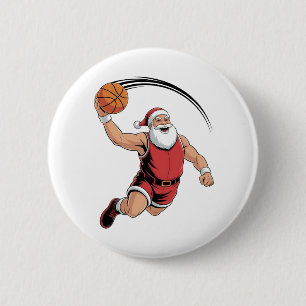 Weihnachten Basketball spielen Weihnachtsmann Spor Button