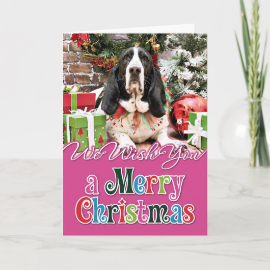 Weihnachten - Basset Hound - Jasmin (Vorderseite)