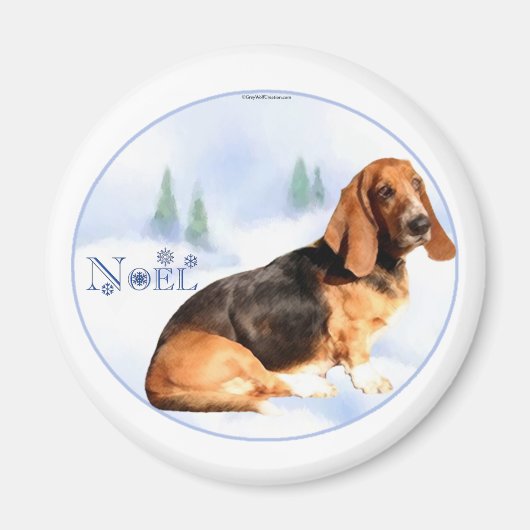Weihnachten Basset Hound Magnet (Vorne)