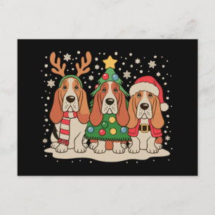 Weihnachten Basset Hound Santa Rentier Hund Xmas