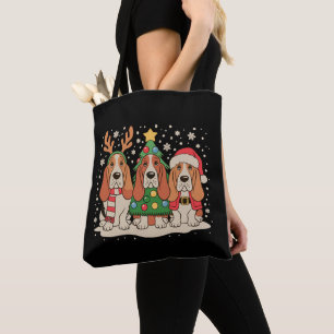 Weihnachten Basset Hound Santa Rentier Hund Xmas Tasche